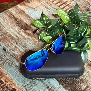“LUENX” Blue Lens Aviator Sunglasses |